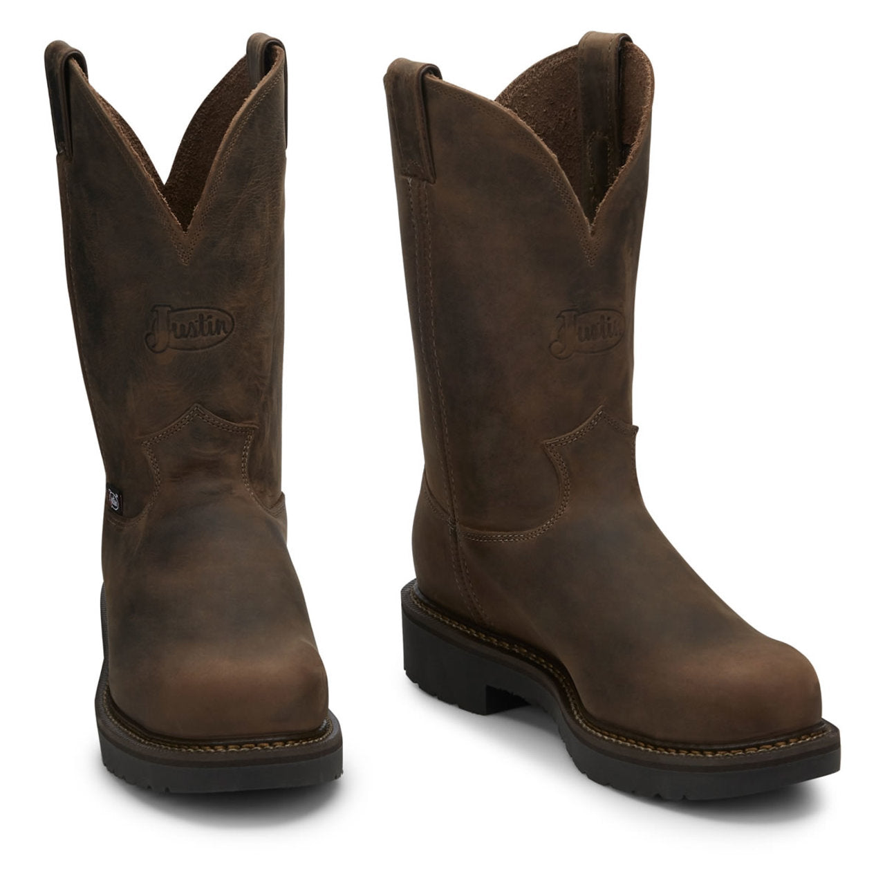 Justin Men's Balusters 11" EH Steel Toe Boots, 4445, Brown
