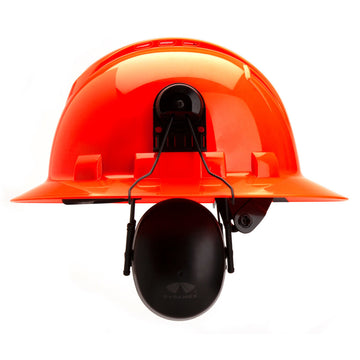 Pyramex Full Brim Hat Mounted Earmuffs, NRR 23dB, CMFB6010, Black