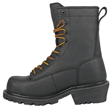 Hoss Men's Cross Cut 8" Loggers Waterproof EH Composite Toe Boots, 80114, Black, 80114, Black