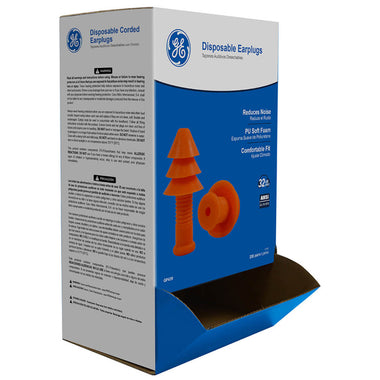 General Electric 26 dB Christmas Tree Silicone Earplugs, GP439, 200 Pair, Orange