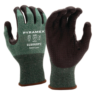 Pyramex GL606DPC A3 Cut Micro-Foam Dotted Nitrile Coated Gloves, Green