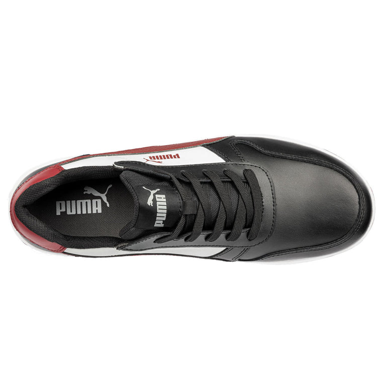 Puma Safety Women's Frontcourt Low EH Composite Toe Shoes, 640215, Black/White/Red