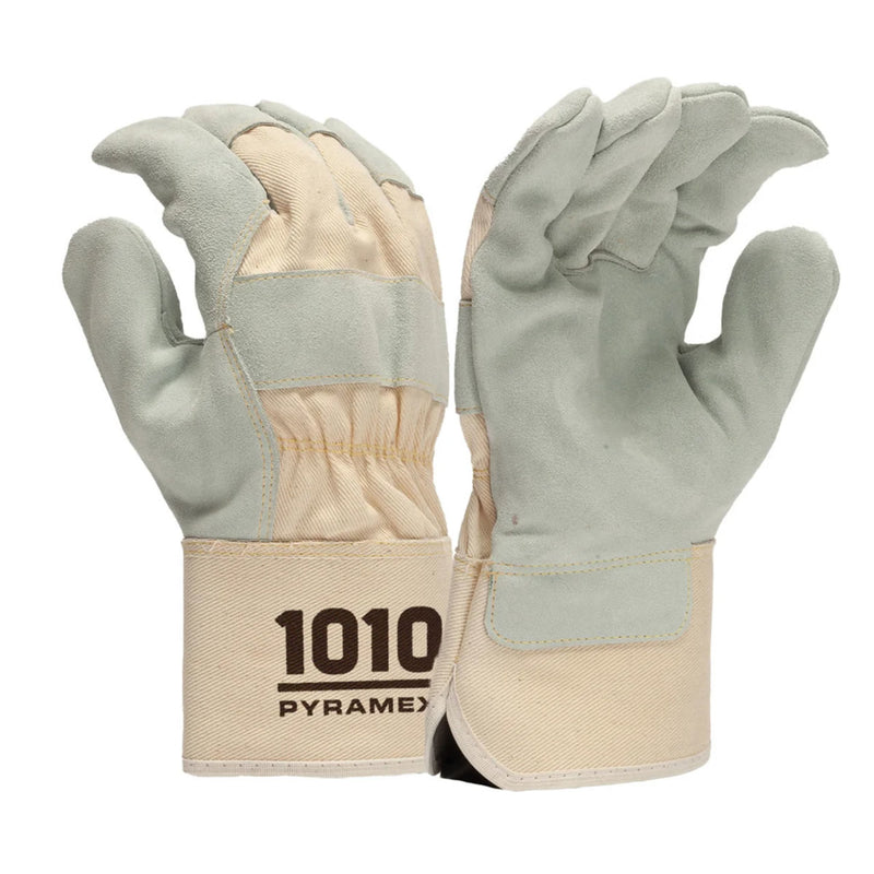 Pyramex GL1010W A2 Cut Premium Cowhide Safety Cuff Leather Palm Gloves, Natural