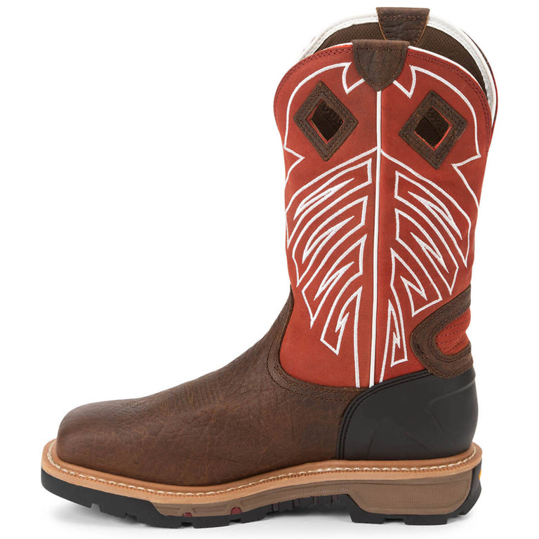 Justin Men's Roughneck 12" Waterproof EH Steel Toe Boots, WK2115, Brown