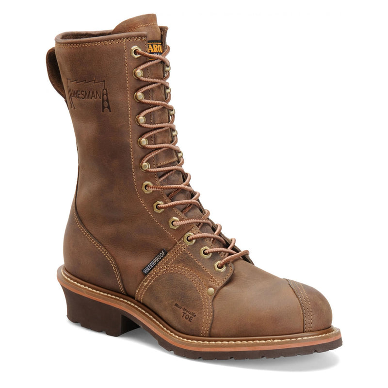 Carolina Men's Linesman 10" Waterproof EH Soft Toe Boots, CA904, Cork Harness
