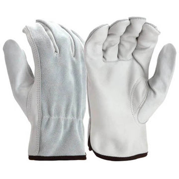 Pyramex GL2007K Value & Split Grain Cowhide Leather Driver Gloves, Natural