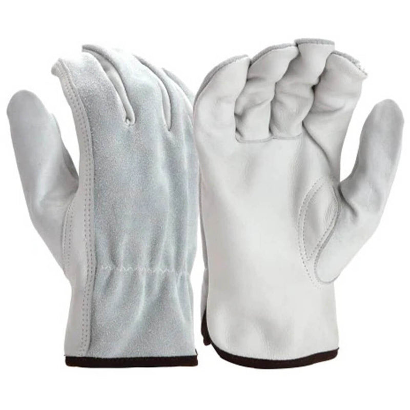 Pyramex GL2007K Value & Split Grain Cowhide Leather Driver Gloves, Natural