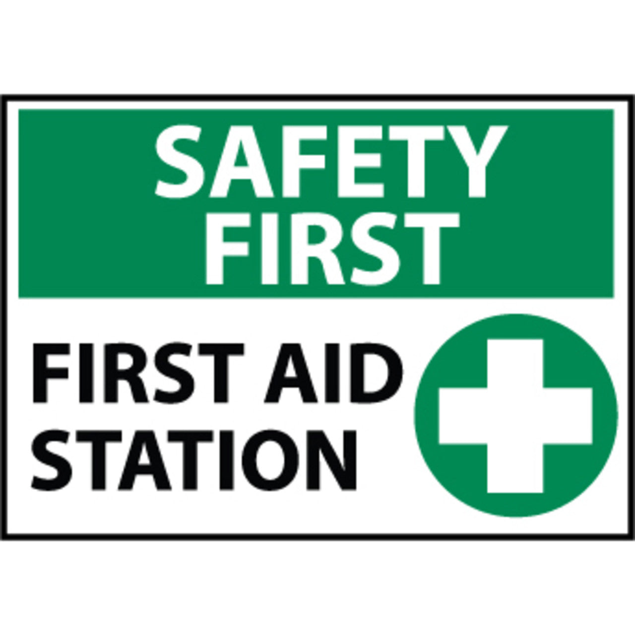 Safety First First Aid Station Graphic 10x14 Rigid Plastic Sign