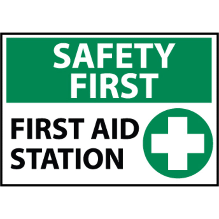 Safety First First Aid Station Graphic 10x14 Rigid Plastic Sign