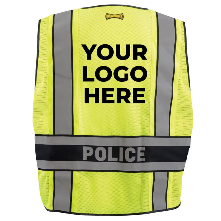 Custom OccuNomix Type P Class 2 Hi-Vis Police Mesh Back Public Safety Vest, LUX-DPSP-DOR