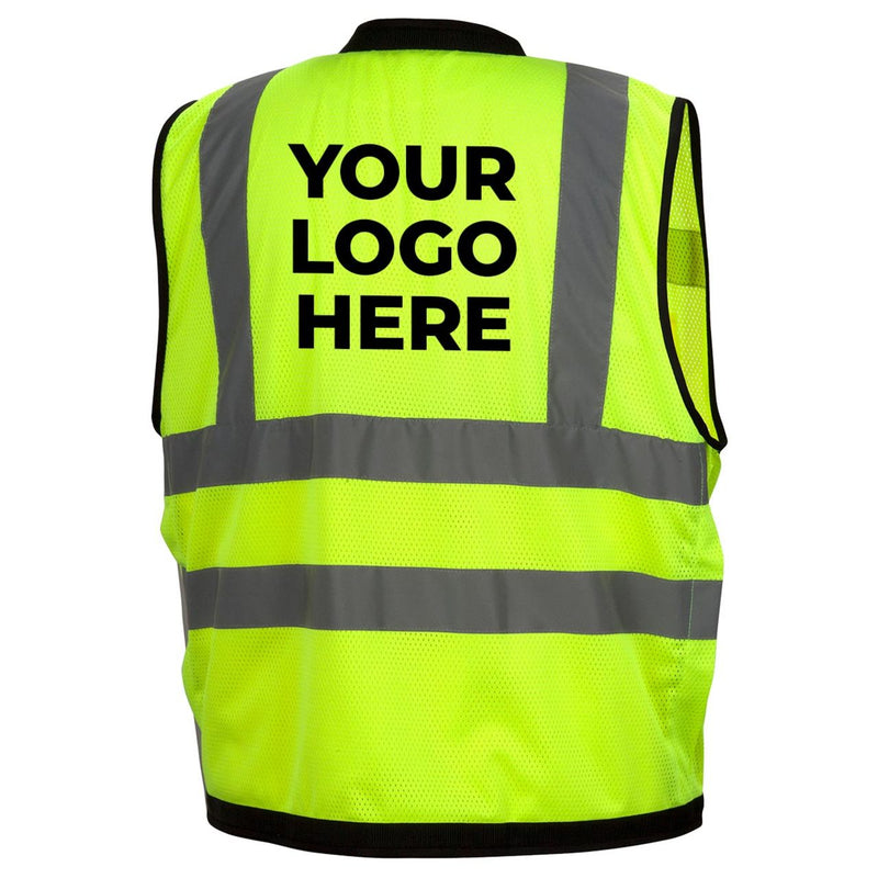 Custom Pyramex RVZ28 Type R Class 2 Hi-Vis Black Trim Mesh Safety Vest