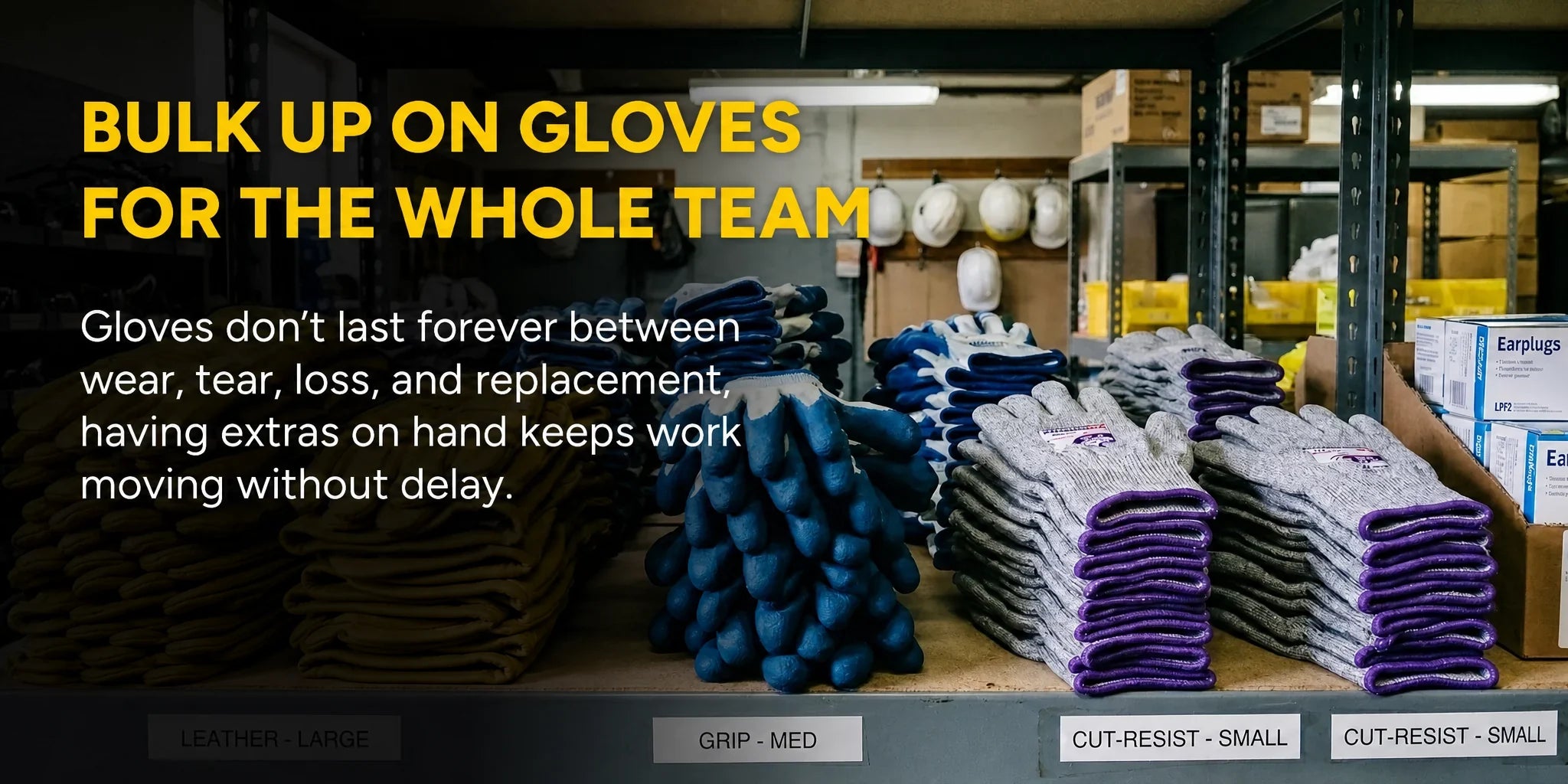 Work gloves in bulk